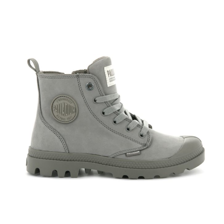 Palladium Pampa Hi Zip Nubuck Women\'s Boots Grey | UK M328-UHQ